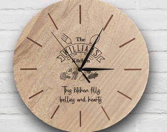 Personalized Engraved Wood Kitchen Clock - Custom Photo Keepsake