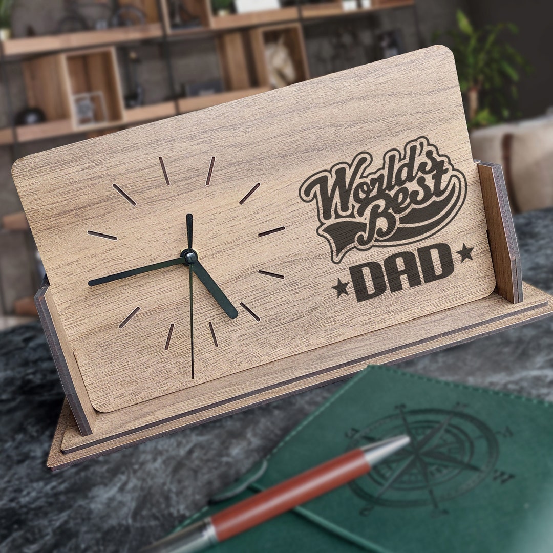 Custom Wooden Desk Clock, Bestdad Gift for Dad, Grandpa, Father’s Day ...