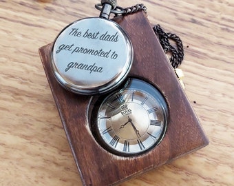 Cadeauset met gegraveerd zakhorloge / Gepersonaliseerde houten kist, vadercadeau
