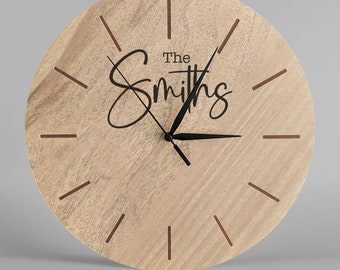 FAMILY NAME CLOCK / Personalized Customized Wall Clock / Housewarming Gift for Home
