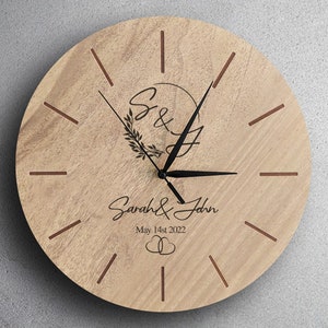 Customized WEDDING WALL Clock / Personalised Wedding Photo Clock / Engraved Monogrammed Clock / Wedding Gift / Anniversary Gift
