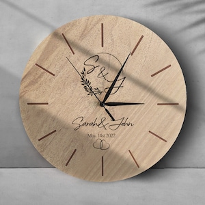 RELOJ DE BODA PERSONALIZADO / Reloj de pared con foto de boda personalizada / Reloj con foto grabada / Reloj de pared con letrero familiar de aniversario