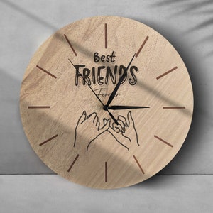 PERSONALIZED BEST FRIEND Gift, Wood Clock, Engraved Best Friend Forever Gift, Customized Wall Clock, Birthday Gift