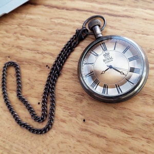 Personalised Brass Pocket Watch, Custom Antique Pocket Watches, Pocket Watch With Wooden Box, Gift For Dad, Fathers Day Gift