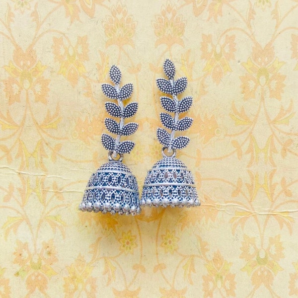 Floral Leaves Design Earring, Handmade 925 Sterling Silver Plated Earring, Birthday Gift Earring For Her, Dailywear Earring, Gift For Mom.