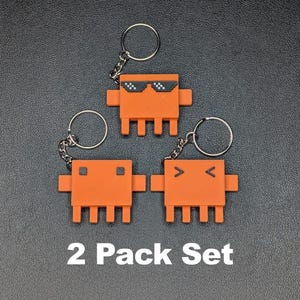 Claude Code Clawd Keychain 2-Pack for Developers - Orange Crab Lanyard Buddy Set