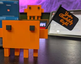 3d Printed Orange Anthropic Claude Code Mascot Claw'd | You're Absolutely Right flag