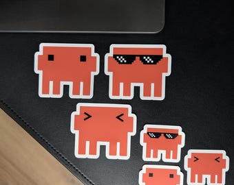Coding Stickers 3 Pack, Claude Claw'd Vinyl Decals, Retro Pixel Art, Developer Laptop Decor