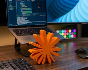Claude AI Logo Art | Large Anthropic Desk Decor | 3D Printed Orange Sunburst