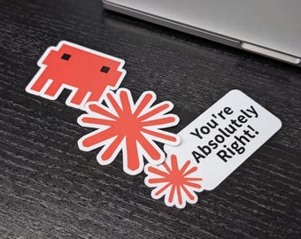 Paquete de 3 pegatinas de Claude Code / Tienes toda la razón / Logotipo de sol naranja / Garra antrópica