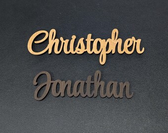 Large Wooden Name Place Cards | Elegant Laser Cut Script Names for Wedding Table Setting