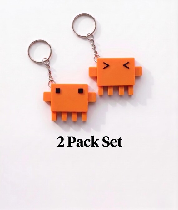 Claude Code Clawd Keychain 2-Pack for Developers - Orange Crab Lanyard Buddy Set