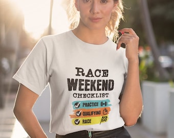 Camiseta con la lista de verificación del fin de semana de carreras de Fórmula 1: un regalo para los fanáticos de la F1