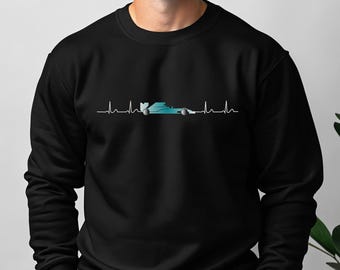F1 Heartbeat Sweatshirt – Racing Car Pulse Crewneck – Formula 1 Gift for Motorsport Fans – Jumper for Mercedes fan– Grand Prix Racer Sweater