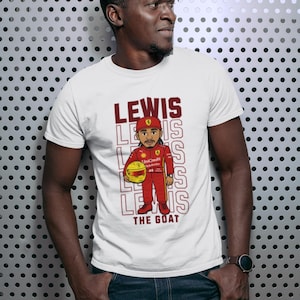 Camiseta de Lewis Hamilton / Camiseta GOAT de F1 / Regalo divertido de Fórmula 1 con dibujos animados para fanáticos / Merchandising para fanáticos de las carreras de F1 / Camiseta de deportes de motor