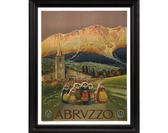 Abruzzo, Italy. Ready to frame 18x24" print made from a vintage poster or map (does not include frame)