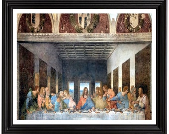 The Last Supper by Leonardo da Vinci (1498). Ready to frame 18x24" print made from a vintage painting (does not include frame)