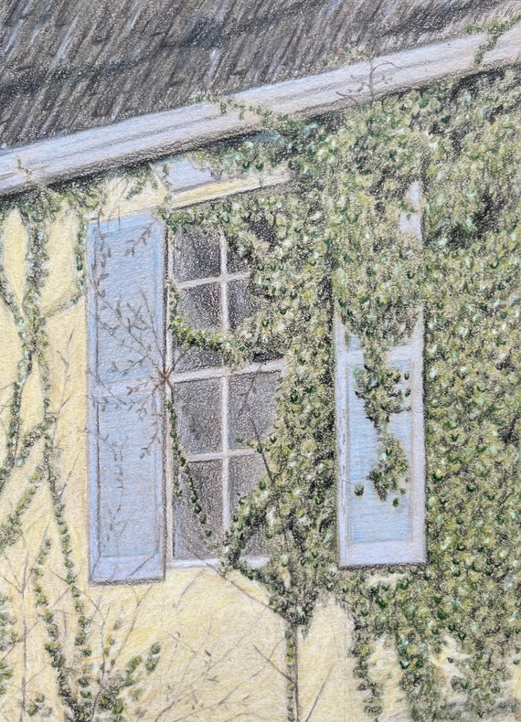 Durch das Fenster: Signierter Kunstdruck - Buntstift, Fensterbild, Efeu,  Gicle - Etsy.de