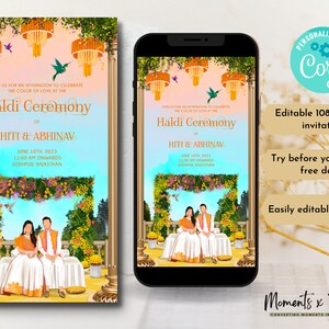Digital Haldi Invite for Haldi Ceremony as Haldi invitations, Holud invitations as Digital Pithi invites as Mayoun invites