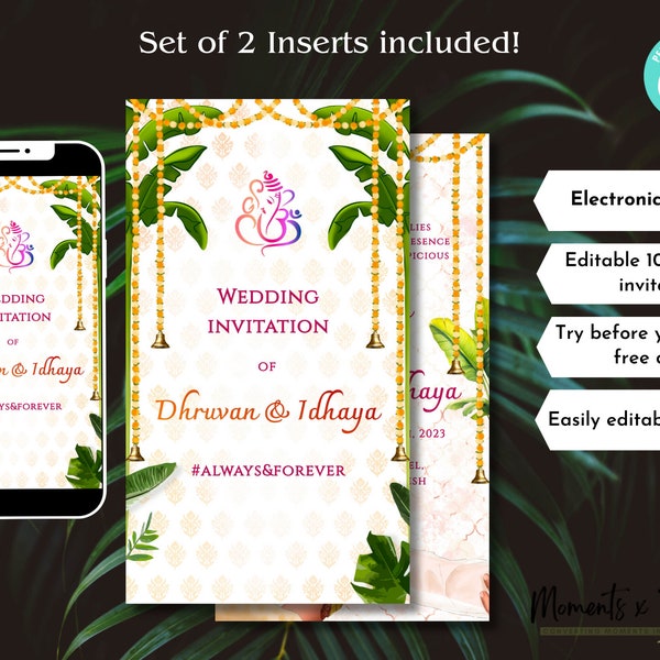 Digital Tamil Wedding Invitation South Indian Wedding Card, Digital Telugu Wedding Invite, Wedding Card Kalyanam Invite Electronic Templates