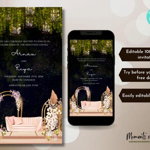 Faire-part de réception de mariage indien modifiable | Faire-part de mariage hindou | Carte de mariage indienne traditionnelle | Imprimable | Téléchargement instantané | Corjl