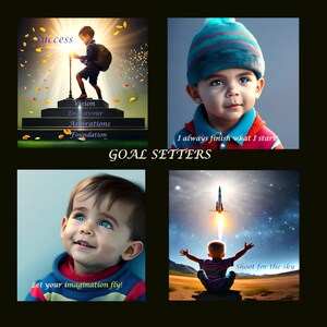 Goalsetters, vier inspirerende posters, unieke en aantrekkelijke cadeauartikelen. Mooi als kunst aan de muur, prints, posters, kaarten of screensavers.