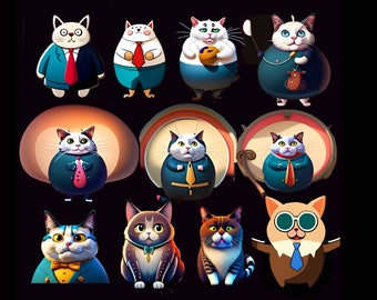 15 clipart PNG e JPG de desenho animado de gato gordo com legendas para adesivos, cartões, pôsteres, exibição de galeria e ótimos presentes. Fazer um comentário.