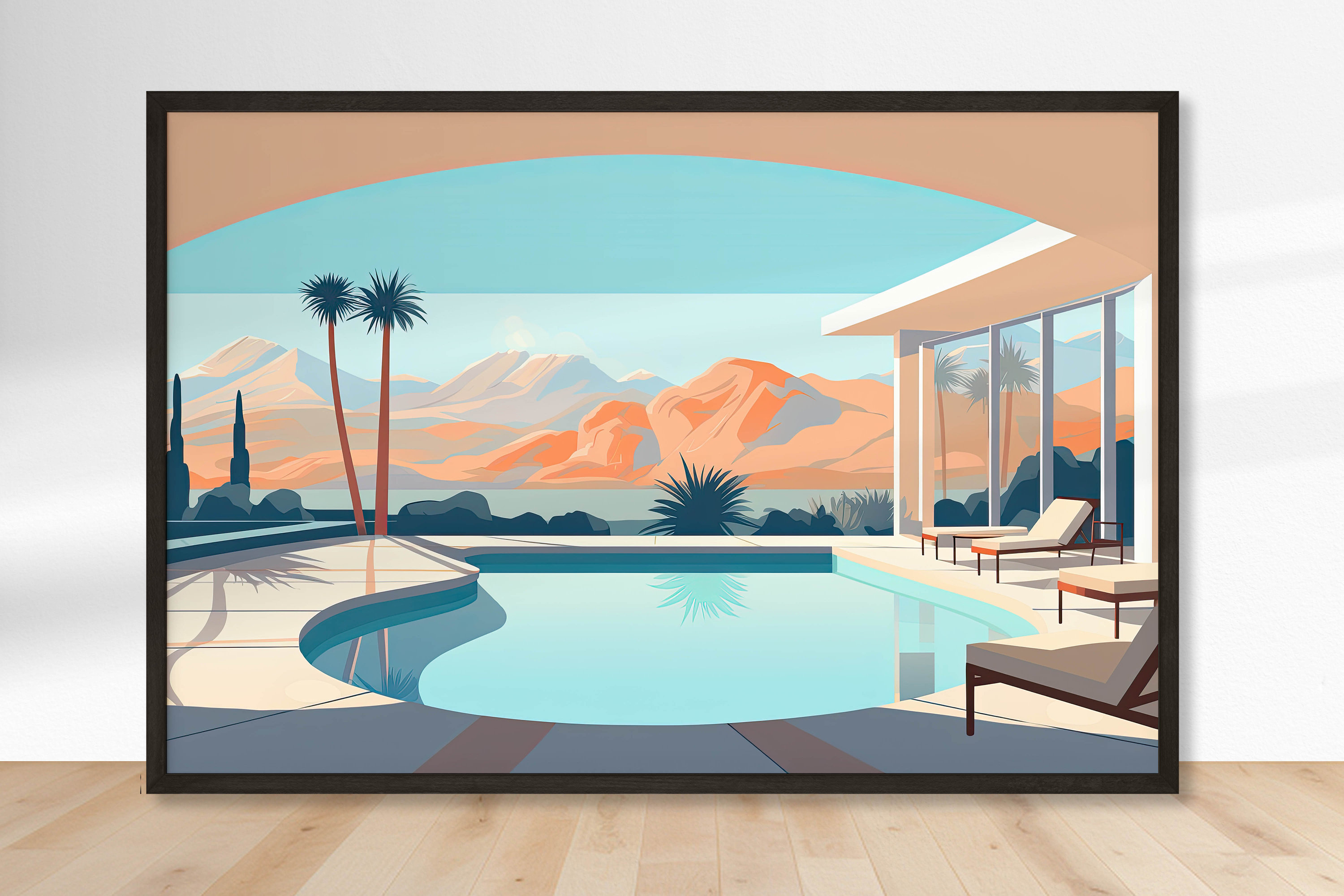Palm Springs Pool Club A2サイズ額装作品 Palm Springs Pool Club A2サイズ額装作品 美術品・アンティーク