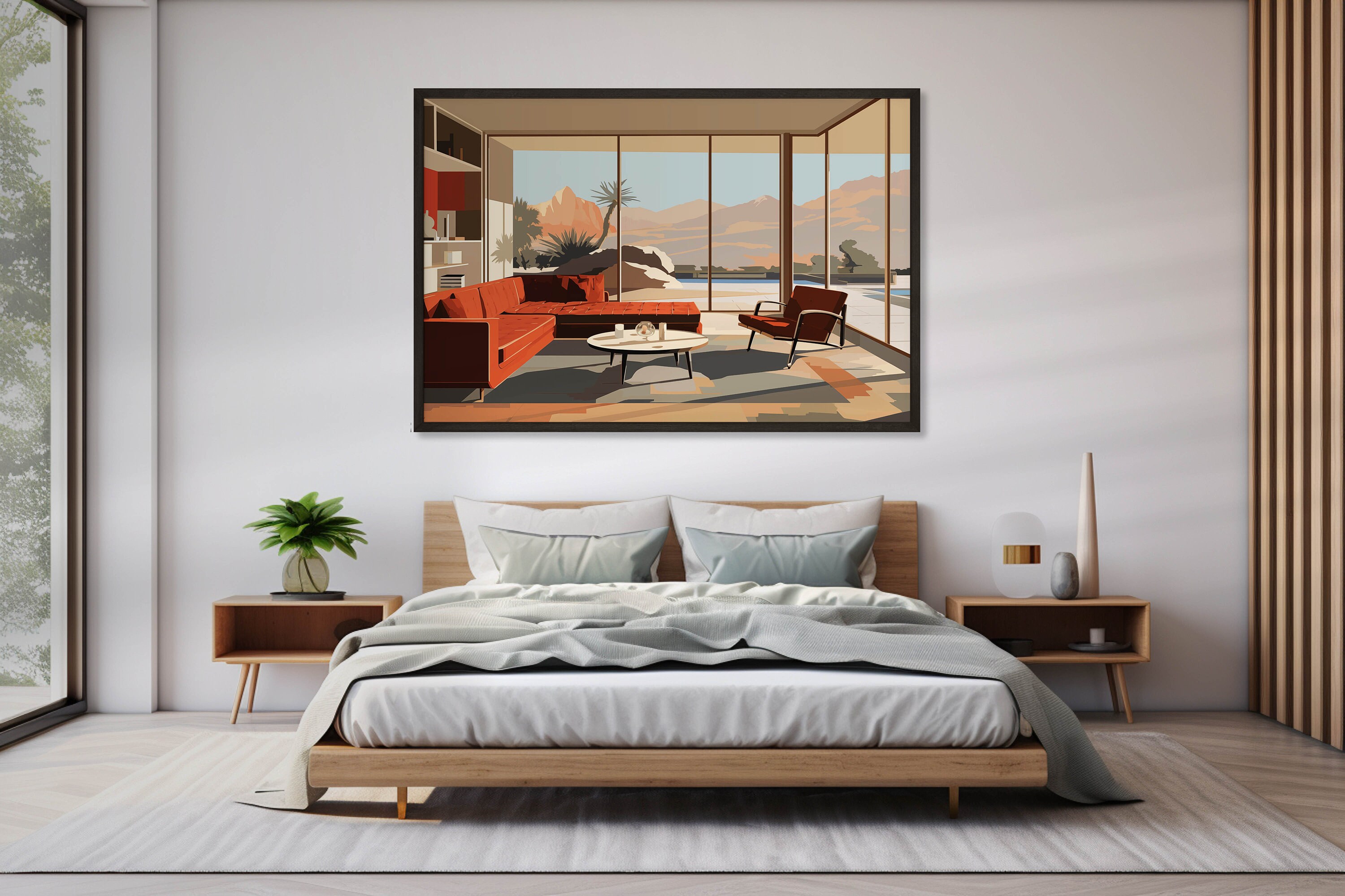 Mid Century Modern Art Digital Download, Desert Oasis Living Room Wall ...