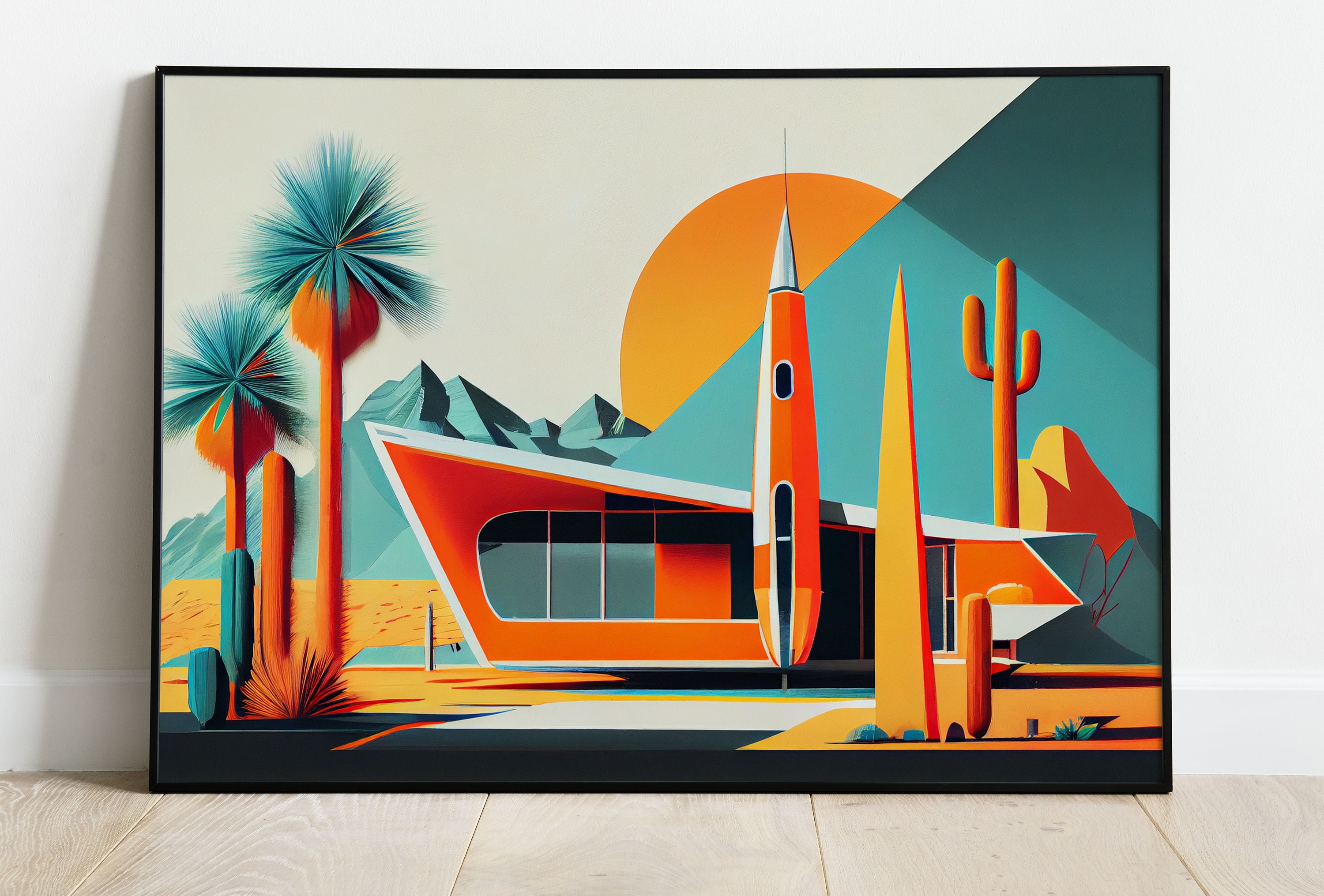 MID-CENTURY MODERN アート作品満載です。 Mid Century Modern Desert Rocket Ranch, Space-age Home, Kids Wall