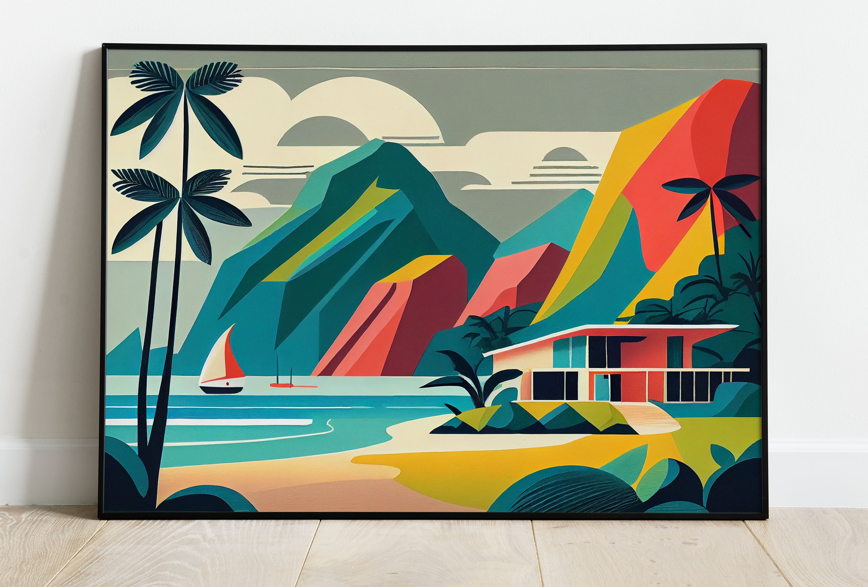Mid Century Modern Hanalei Bay Vibes Tropical Kauai Home Etsy