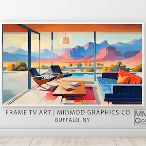 Samsung Frame TV Art, Retro Desert Sunset, Digital Download, Mid Century Modern Decor, Vintage Style Interior, Instant Download