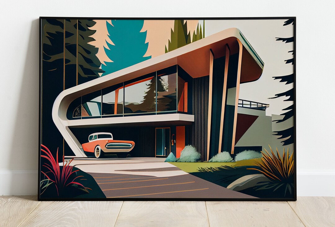 Mid Century Space Age Mountain Home Art Instant Download Etsy UK