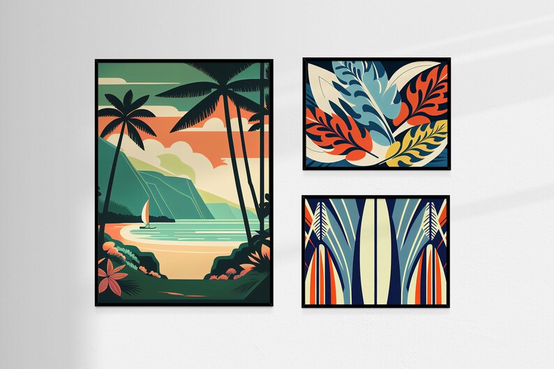 Tropical Vibe Gallery Wall Art, Set of 7 Distinct Digital Prints