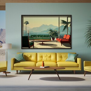 Mid Century Modern Art Instant Download, Vintage Living Room Decor ...
