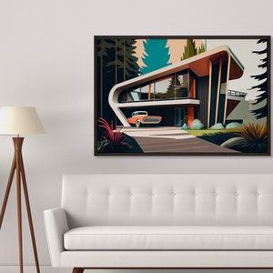 Mid Century Space Age Mountain Home Art, Instant Download, Retro Futuristic Print, Atomic Design, Vintage Decor, Sci-Fi Inspired Wall Art image 7