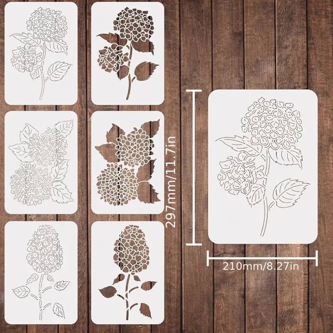 6pcs Layered Hydrangea Stencils DIY Decor Stencils for Etsy
