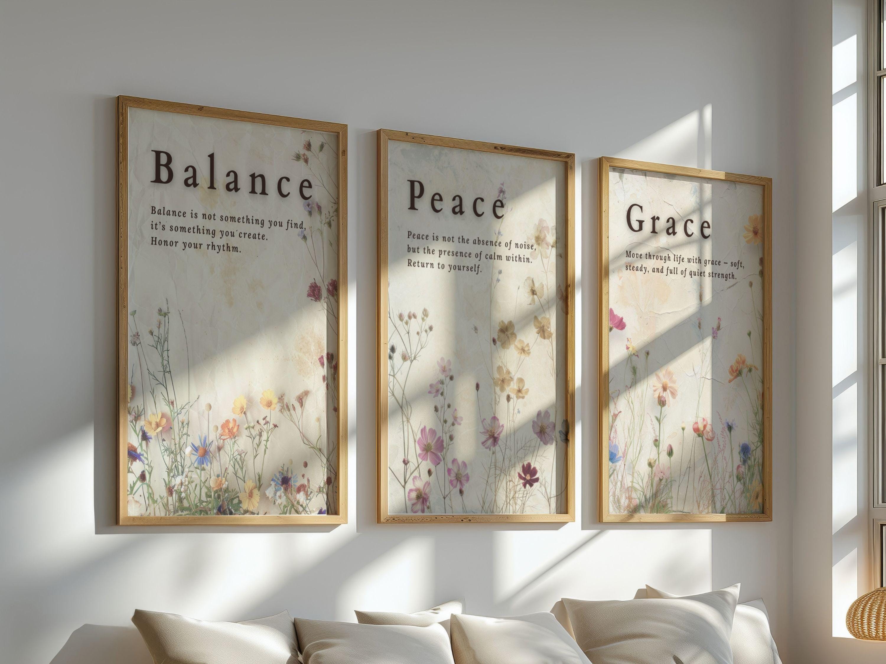 Wildflowers Wall Art Print Set of 3 | Positive Quote Botanical Decor ...