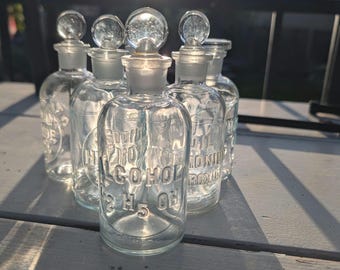 Vintage Glass Bottles with Vintage Glass Stoppers