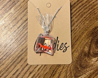 Goldfish in a Bag Necklace One Fish Two Fish Red Fish Blue Fish Necklace Finding Nemo Necklaces Carnival Game Necklaces