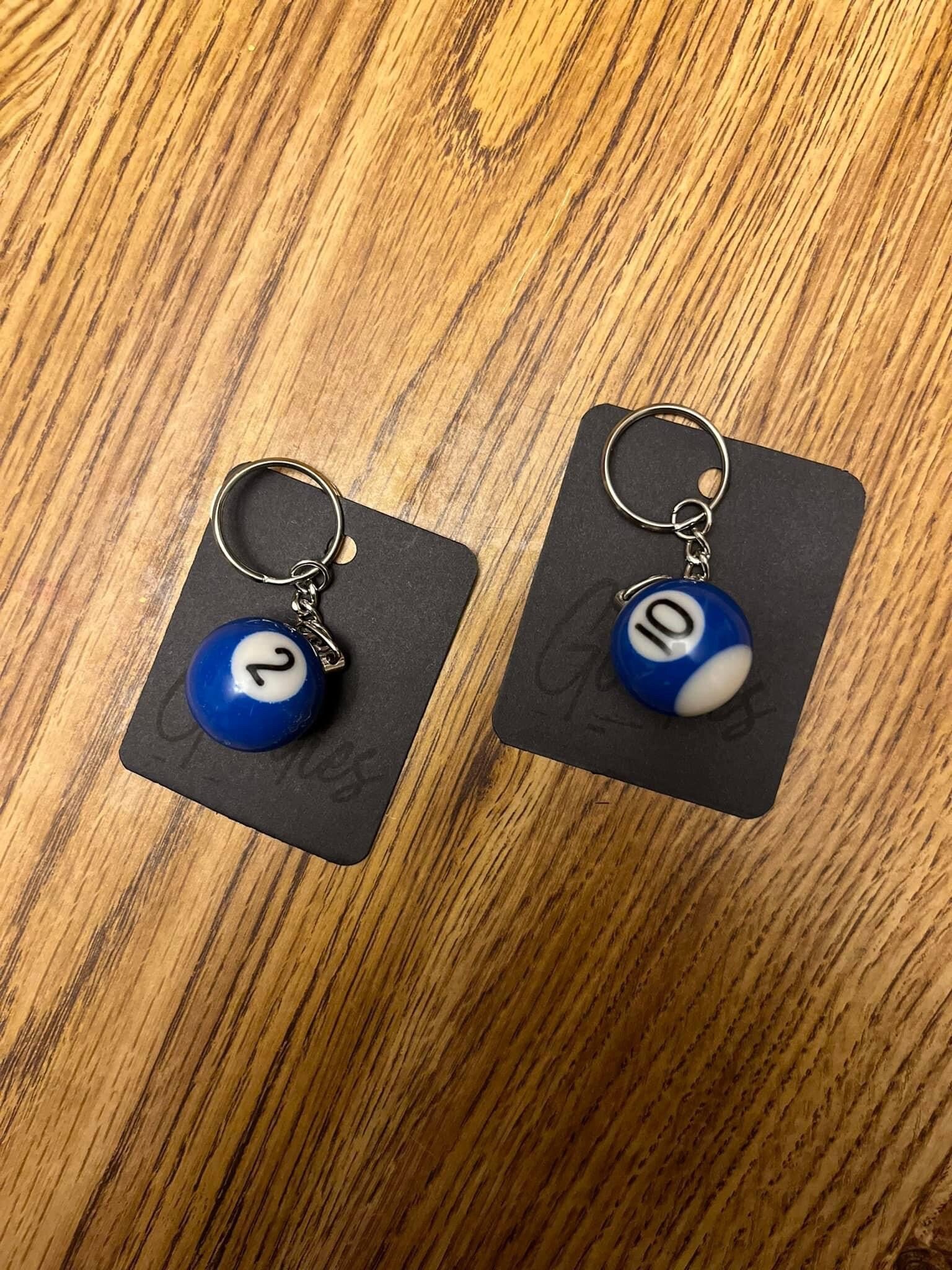 Billiard Ball Keychain: Pool Keychains, 8 Ball Charm - Etsy