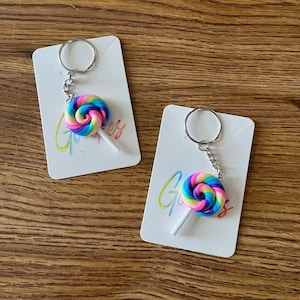 Lollipop Keychains Candy Keychains Sucker Keychains Candycore Rainbow Candyland Keychains Polymer Clay Earring