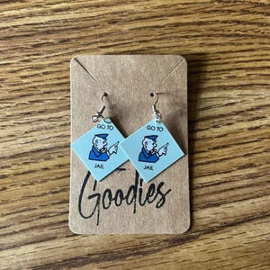 Monopoly Board Game Earrings: Sterling Silver Jewelry