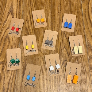 Recycled Lego Brick Earrings Building Block Earrings Blocks Brick Earrings Bricks Brick Crafts Fashion Earrings Legos Builder Collector 90&#39;s
