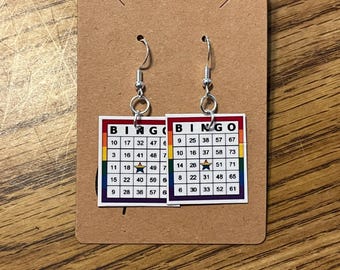 Bingo Card Earrings: Double Sided Sterling Silver Jewelry