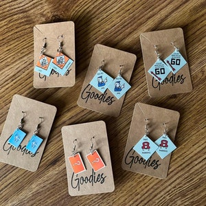 Board Game Earrings Monopoly Earrings Double Sided Laminated Monopoly Game Earrings