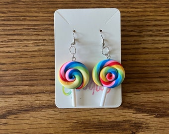 Lollipop Earrings Candy Earrings Sucker Earrings Candycore Rainbow Candyland Earrings
