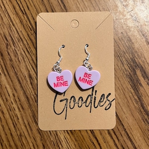 Candy Heart Earrings Valentine’s Day Earrings Sweet Heart Valentine Dangle Earrings