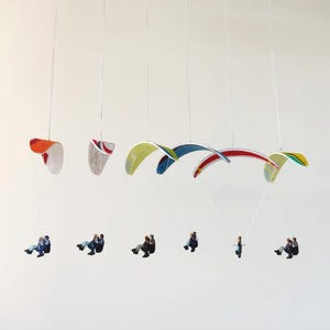 Paraglide Tandem. Paraglider Tandem souvenir. Interior and car decor for paragliders. Hanging ornament Paragliding. Extreme sports lover