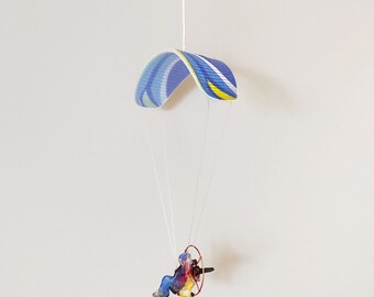 Gift for paraglider. Paraglider PPG souvenir, hanging ornament Paramotor, interior and car decor for paramotor lover